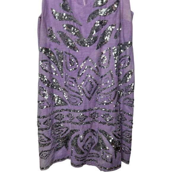 Boston Proper Lavender Purple Sequin Line. blend Mini Dress Size 10 Princess - Picture 3 of 12